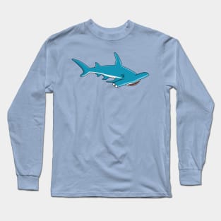 Hammerhead shark cartoon illustration Long Sleeve T-Shirt